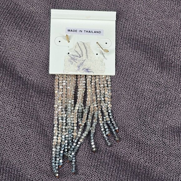 Neiman Marcus Beaded Fringe Earrings With Gold-Tone Accents 4.25" Boho Western - Picture 2 of 5